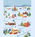 winter landscape rural city village in snow houses vector image vector image