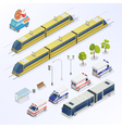 isometric city urban elements bus vector image