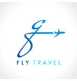 q fly travel company logo vector image