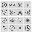 black compass icons set vector image