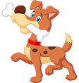 cartoon funny dog with bone isolated vector image