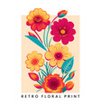 minimalist retro screen print botanical floral vector image vector image