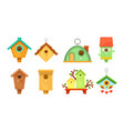 decorative wooden spring bird houses garden vector image vector image