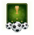 football layout with champion cup and place vector image vector image