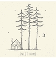 pine and house silhouette vector image vector image