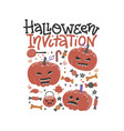 halloween trick or treat promo poster flat vector image vector image