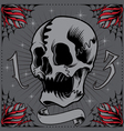 skull and roses frame old school style vector image