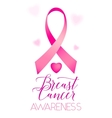 breast cancer ribbons and heart awareness vertical vector image