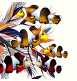 colorful fishes and palm leafs for design vector image vector image