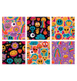 funny cute comic stickers characters abstract vector image vector image