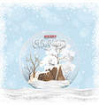 merry christmas gift snow globe with big tree vector image vector image