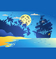 night seascape with pirate ship 2 vector image