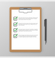 questionnaire check list on clipboard is next vector image