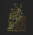 christmas and new year gold outline deer card vector image
