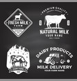 dairy farm only fresh milk badge logo vector image