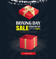 boxing day sale with red gift box advertising vector image