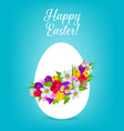 easter egg with flower wreath and green grass vector image