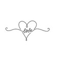 love word continuous one line lettering with heart vector image vector image