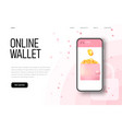 online wallet at phone screen with 3d isometric vector image