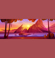 sunset sky and mountain lake background vector image