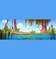 lake in forest with reed and cattail landscape vector image