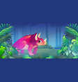 triceratops dinosaur in jungle prehistoric animal vector image vector image