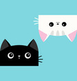 white black cat smiling sad head face icon set vector image vector image