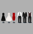 suits and dresses on mannequin in row set vector image
