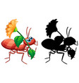 ant holding flower set vector image