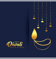 happy diwali card design with golden hand drawn vector image vector image