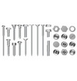 realistic metal screws construction steel screw vector image