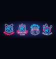 bowling is collection of neon signs collection vector image vector image