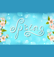 spring card with cherry blossom calligraphic text vector image