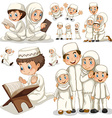 muslim family in different actions vector image