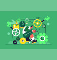 guy rides a mechanism in form gears vector image vector image