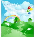 spring landscape with rainbow vector image