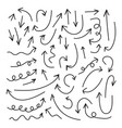 arrows icons hand drawn editable set vector image vector image