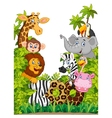 cartoon collection happy animal of zoo vector image