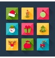 set of christmas icons in flat design style vector image