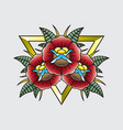 vintage tattoo flash flower vector image vector image