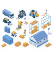 isometric warehouse storage delivery logistic vector image