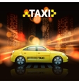 taxi on city background vector image vector image