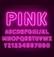 neon rounded pink font glowing alphabet vector image