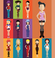 set people avatars with backgrounds vector image