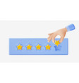 3d hand adding golden rating star png icon vector image