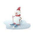 christmas snowman on skis vector image