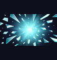 broken glass shatter window background 3d flying vector image