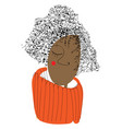 a curly brown girl or color vector image