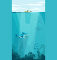 fishing man in a boat underwater world vector image vector image