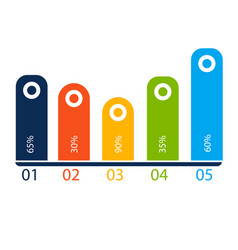 Infographic five bar chart white background Vector Image